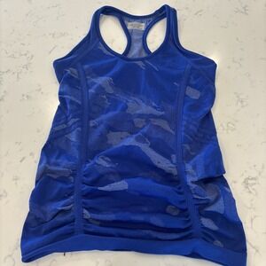 Athleta‎ Racerback Tank Top Woman Sz S Blue Camo Racerback Seamless Gym Yoga